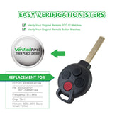 Lots of 5 Extra-Partss Remote Car Key Fob Replacement for Mercedes KR55WK45144 PCF7941 fits 2008 2009 2010 2011 2012 2013 2014 2015 Fortwo